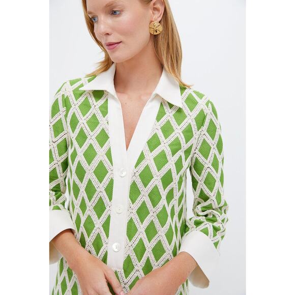 TUCKERNUCK Kelly Green Crochet Collier Dress Size M NWT Retail $198 Tuckernuck - Picture 5 of 10